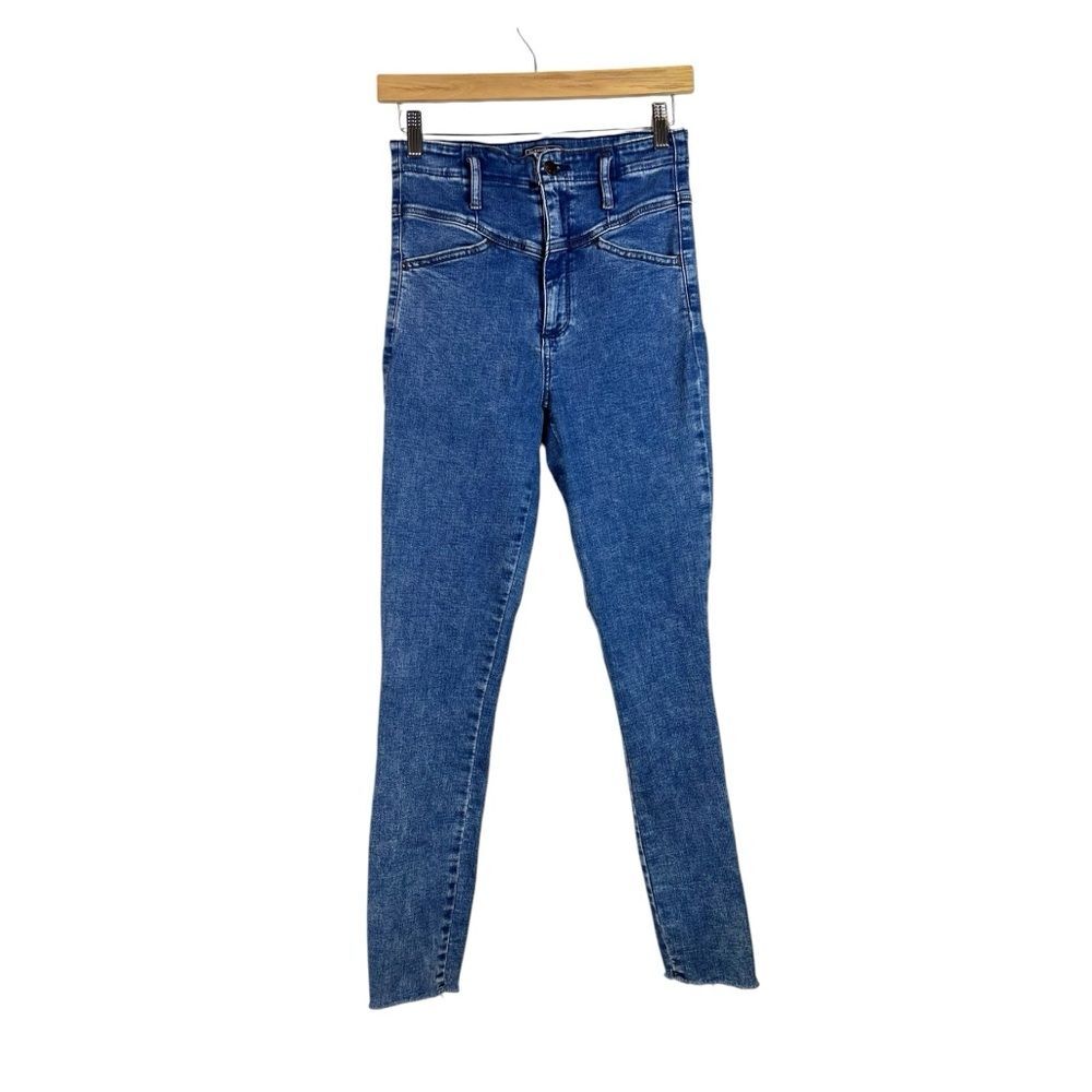 Abercrombie & Fitch Ultra High Rise Super Skinny Ankle Raw Hem Jeans Size 27